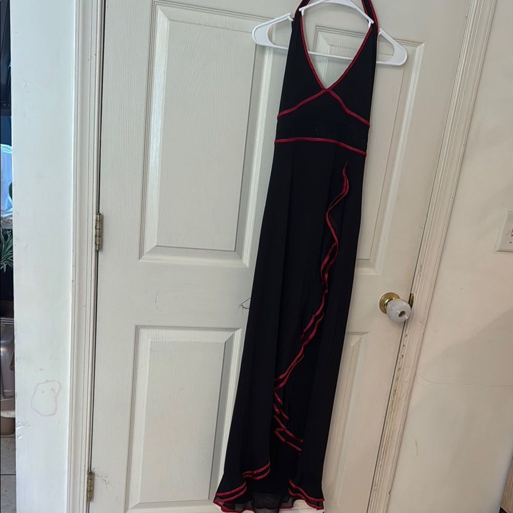 Vintage Y2K Taboo Black and Red Halter Maxi Dress